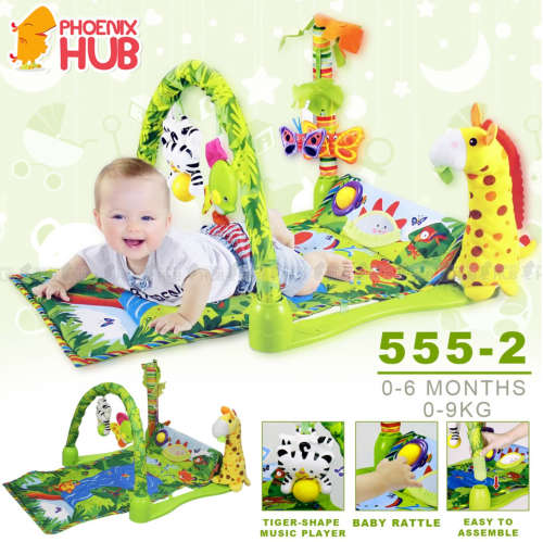 Multi Functional Fitness Rack Baby Gym Play Mat With Animal Rattle - NEW
