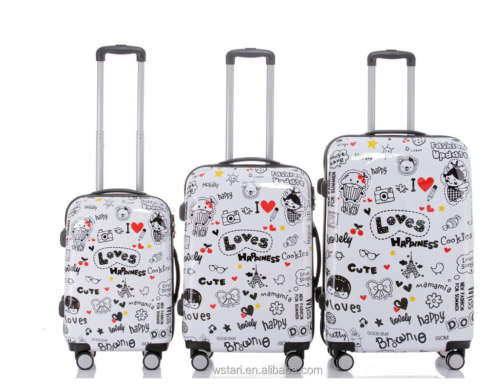 Cute Loves Hard Shell PC ABS Travel Trolley LUGGAGE set of 3