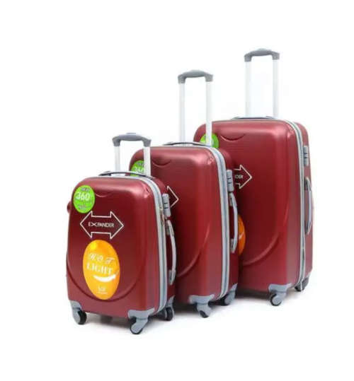 3 in 1 Hard Outer Shell High Quality 360 Degree Rotating 4 Wheel Luggage Set - Blue Star