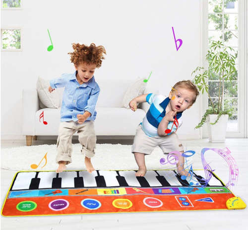 Baby Piano Music Mat with 10 Piano Keys and 8 Musical Instruments 148x60cm