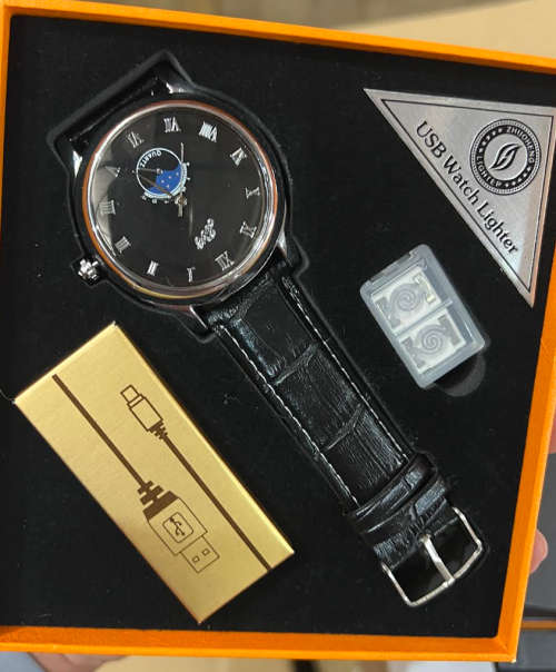 Hot Selling Military USB Lighter Watch Men`s Casual Wristwatches with Windproof Flameless Lighter