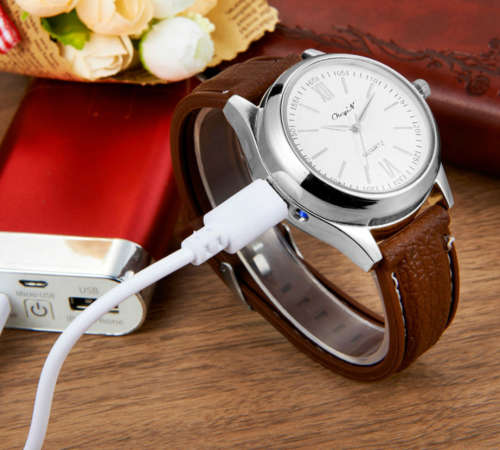 Hot Selling Military USB Lighter Watch Men`s Casual Wristwatches with Windproof Flameless Lighter