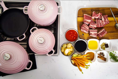 Leopard 7 Piece Cast Iron Dutch Oven Cookware Set Ultra High Quality- Pink