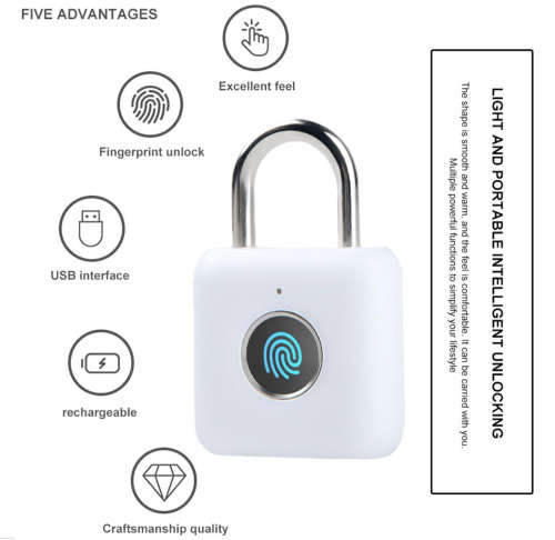Smart Fingerprint Padlock Keyless AntiTheft Security Garden Shed Door Pad Lock