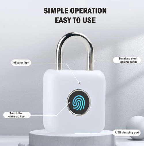 Smart Fingerprint Padlock Keyless AntiTheft Security Garden Shed Door Pad Lock