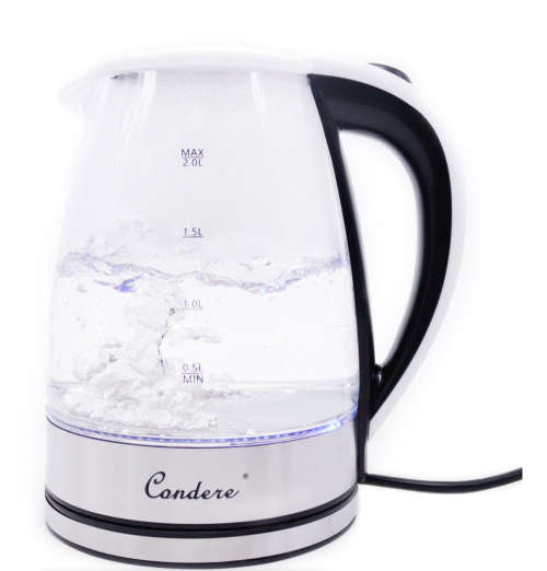 Electric Kettle Stainless Steel Glass  Pot Electric Water Heater with Blue Led Light Kitchen Tools
