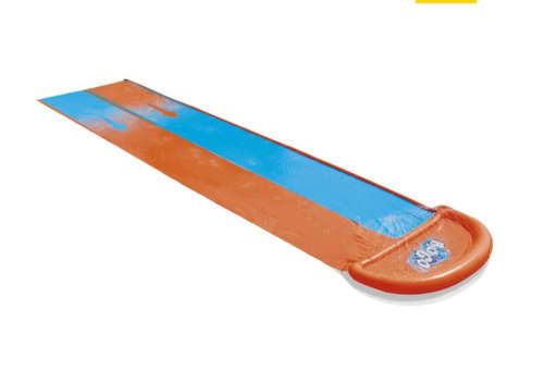 OUTDOOR BESTWAY H20GO DOUBLE WATER SLIP AND SLIDE 4.88M INFLATABLE GARDEN GAMES WITH BUILD SPRINKLES