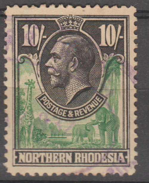 Northern Rhodesia George V 10s fiscally used.