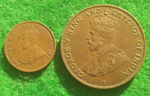 Mauritius 1922 cent and 1924 5 cent