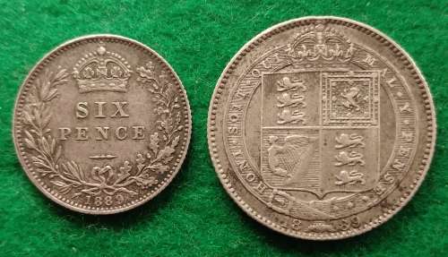 Great Britain 1889 6 pence and shilling