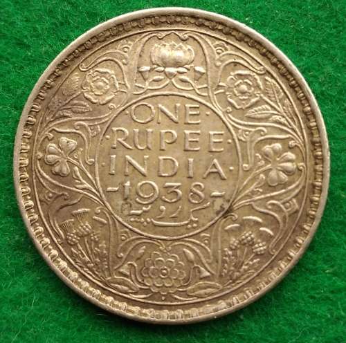 British India 1938 Rupee with dot
