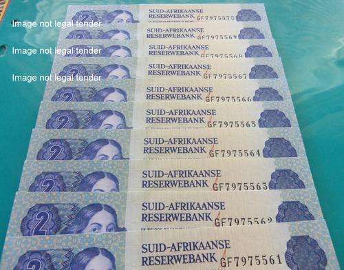R2.00 Two rand GF 7975561 TO GF 7975570 uncirculated notes