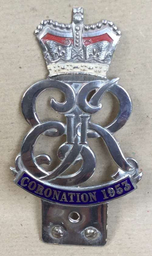 1953 Queen Elizabeth Coronation car badge