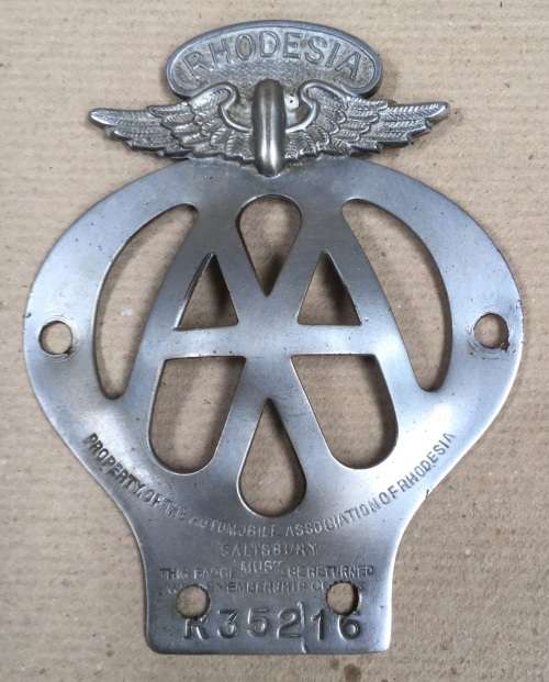 Rhodesia AA car badge