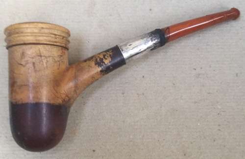 Antique meerschaum, amber and silver pipe .....sold by Ward of Burlington Arcade