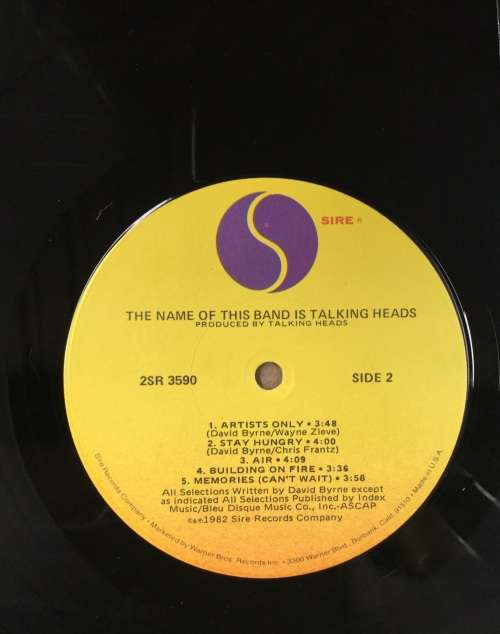 Talking Heads....The Name of this Band is Talking Heads....2SR 3590......pleasure to play