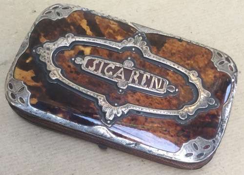 Antique Dutch sterling silver & turtleshell cigarette case...135 x 83 x 20 mm