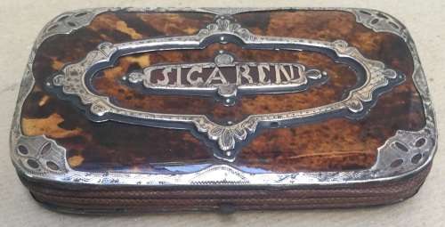 Antique Dutch sterling silver & turtleshell cigarette case...135 x 83 x 20 mm