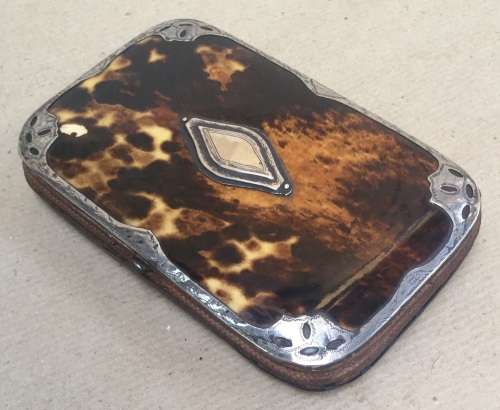 Antique Dutch sterling silver & turtleshell cigarette case...135 x 83 x 20 mm