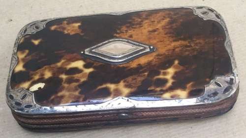 Antique Dutch sterling silver & turtleshell cigarette case...135 x 83 x 20 mm