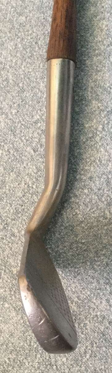 Antique hickory shaft stainless goose neck Smith's Model mashie....length to heel 94 cms