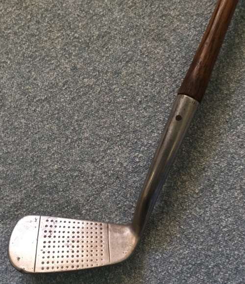 Antique hickory shaft stainless goose neck Smith's Model mashie....length to heel 94 cms