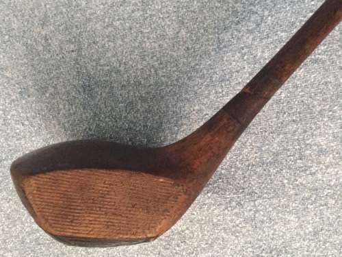Antique hickory shaft "The Perfect Balance" brassie by R. Simpson of Carnoustie