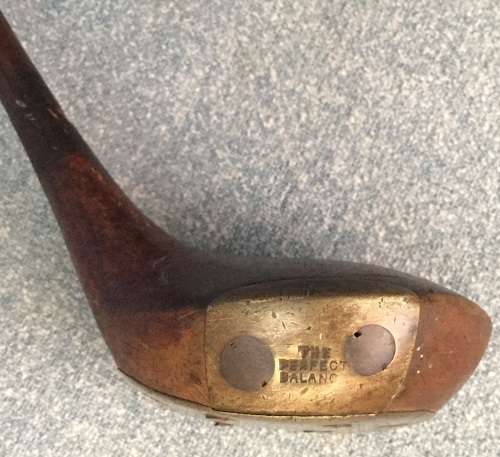 Antique hickory shaft "The Perfect Balance" brassie by R. Simpson of Carnoustie