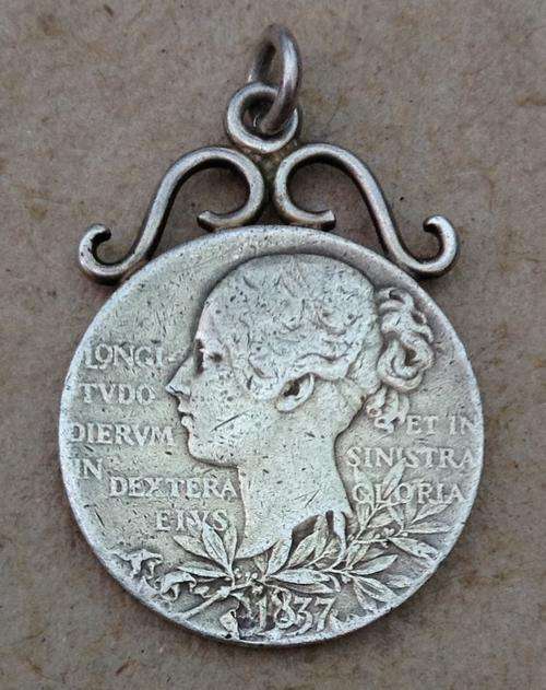 1837 Queen Victotria coin converted to pendant