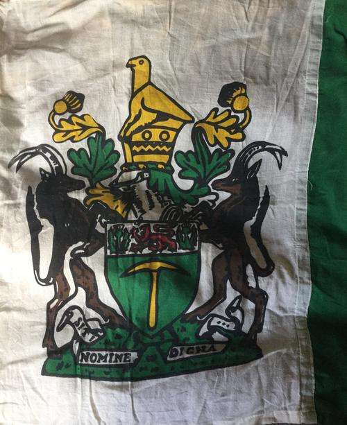 Rhodesian Flag, panel stitched approx 180 x 80 cms. Very good condition. Blagged at independence