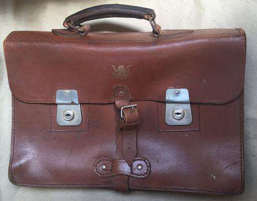 Apartheid Regime Memorabilia.....Leather two division briefcase, with Pre-1994 Coat of Arms