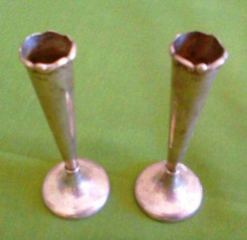 Pair of Birmingham hallmarked silver posy vases