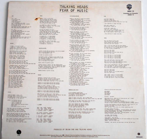 Talking Heads - Fear of Music Vinyl LP