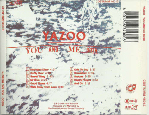 Yazoo  You And Me Both CD