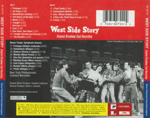 Leonard Bernstein / New York Philharmonic - West Side Story (Original Broadway Cast Recording) CD