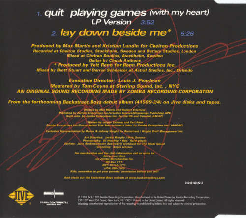 Backstreet Boys - Quit Playing Games (With My Heart) CD Maxi Single Import