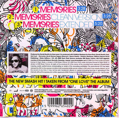 David Guetta ft. Kid Cudi - Memories CD Maxi Single Import