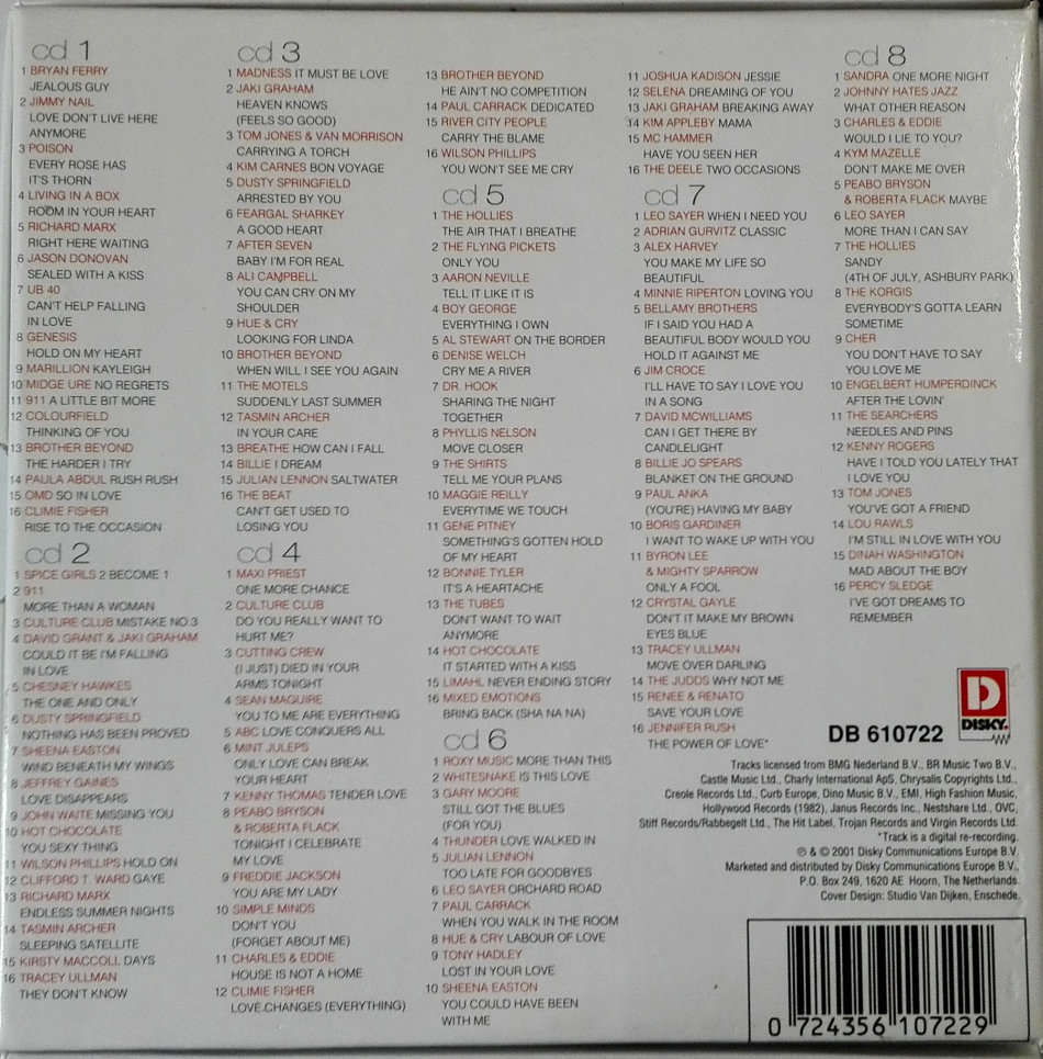 Love Hurts - 128 Classic Love Songs (70`s, 80`s, 90`s) 8x CD Box Set Import