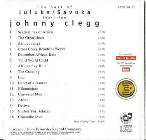 Juluka and Savuka and Johnny Clegg - Best of CD