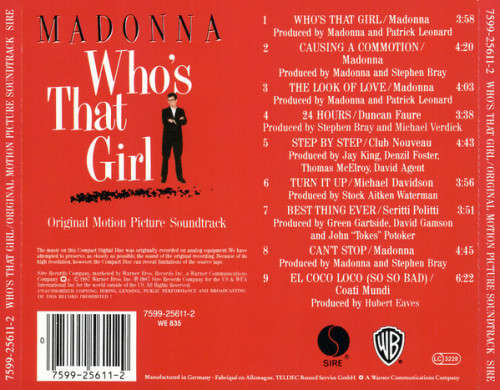 Madonna - Who`s That Girl (Soundtrack) CD Import