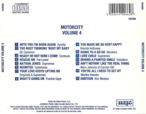 Various - Motor City 1, 2, 3 + 4 CD Set Import