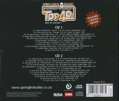 Various - Springbok Radio Top 40 Best of Volume 1 Double CD Rare