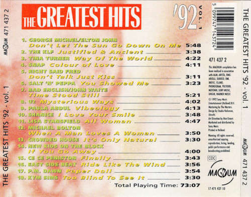 Various - Greatest Hits `92 - Vol. 1 CD Import