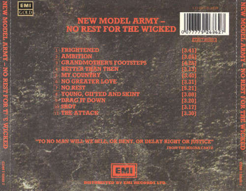 New Model Army - No Rest For the Wicked CD Import