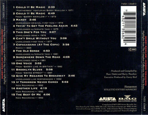 Barry Manilow - Hidden Treasures CD Import