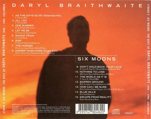 Daryl Braithwaite - Six Moons: Best of 1988-1994 CD Import