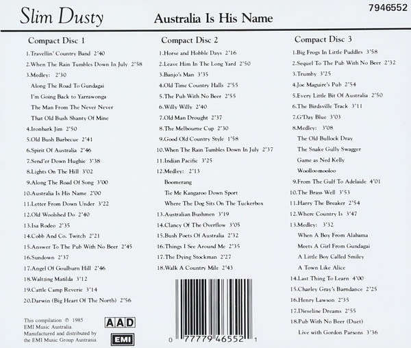 Slim Dusty - Australia Is His Name 3x CD Import