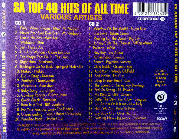 Various - SA Top 40 Hits Of All Time Double CD