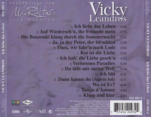 Vicky Leandros - Ich Liebe Das Leben CD Import