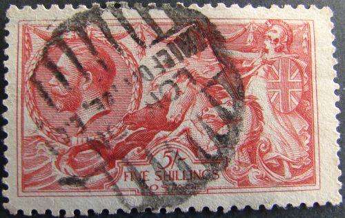 KGV 5/- seahorse 1915 De la Rue CV R1200